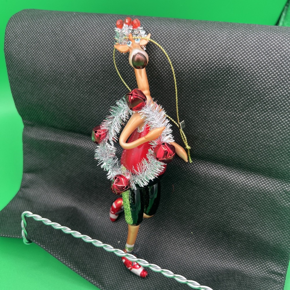Christmas Elk Dancing Christmas Tree Ornament With Glitter Pants 6" Tall Holiday
